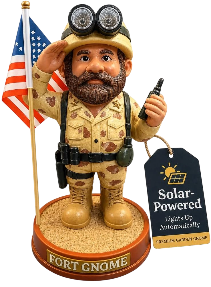 Military Garden Gnome Solar Statue Veteran Gift